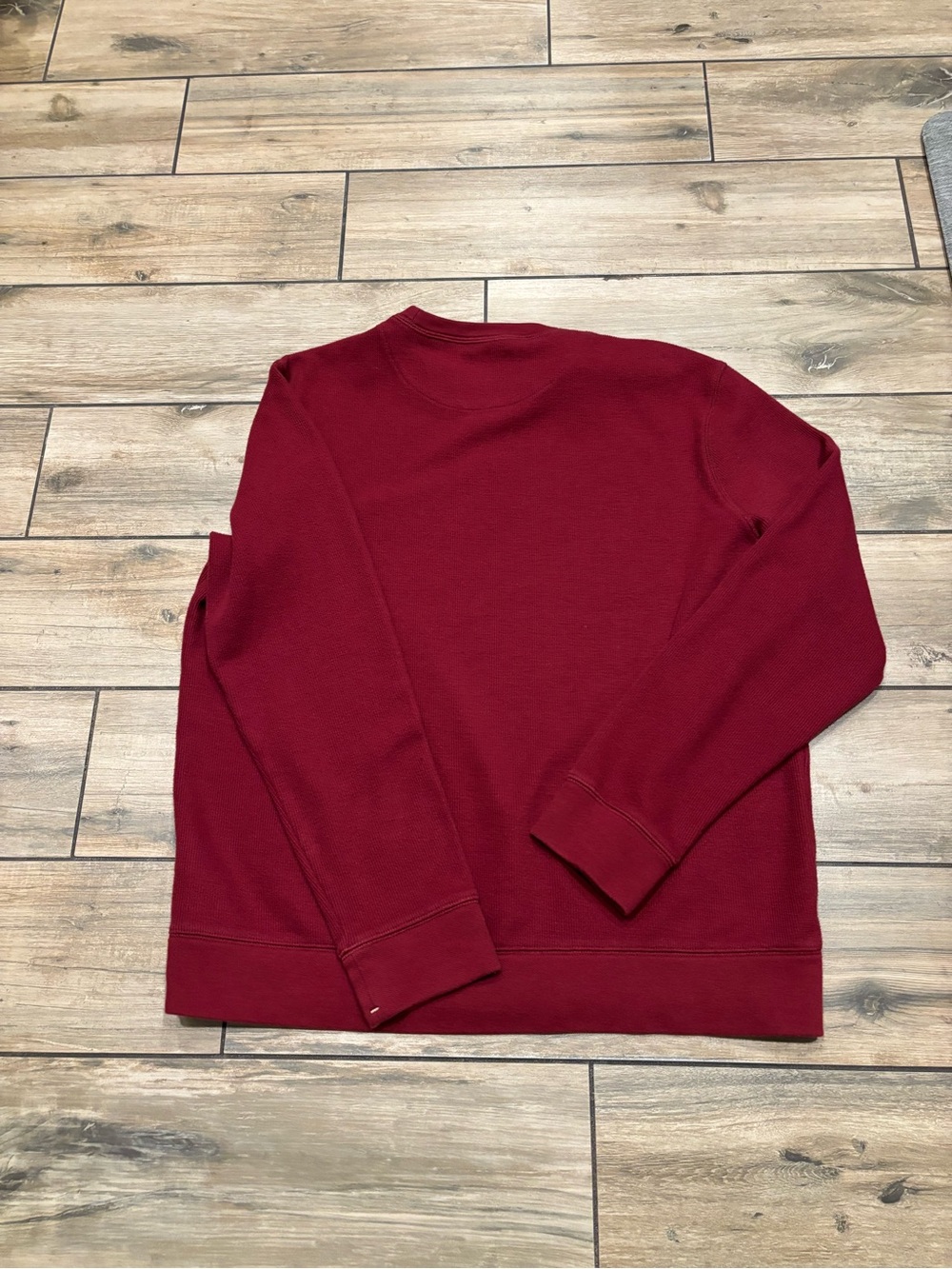 Banana Republic Waffle Knit Crewneck Sweater Maroon Burgundy Thermal Mens L - Picture 2 of 6